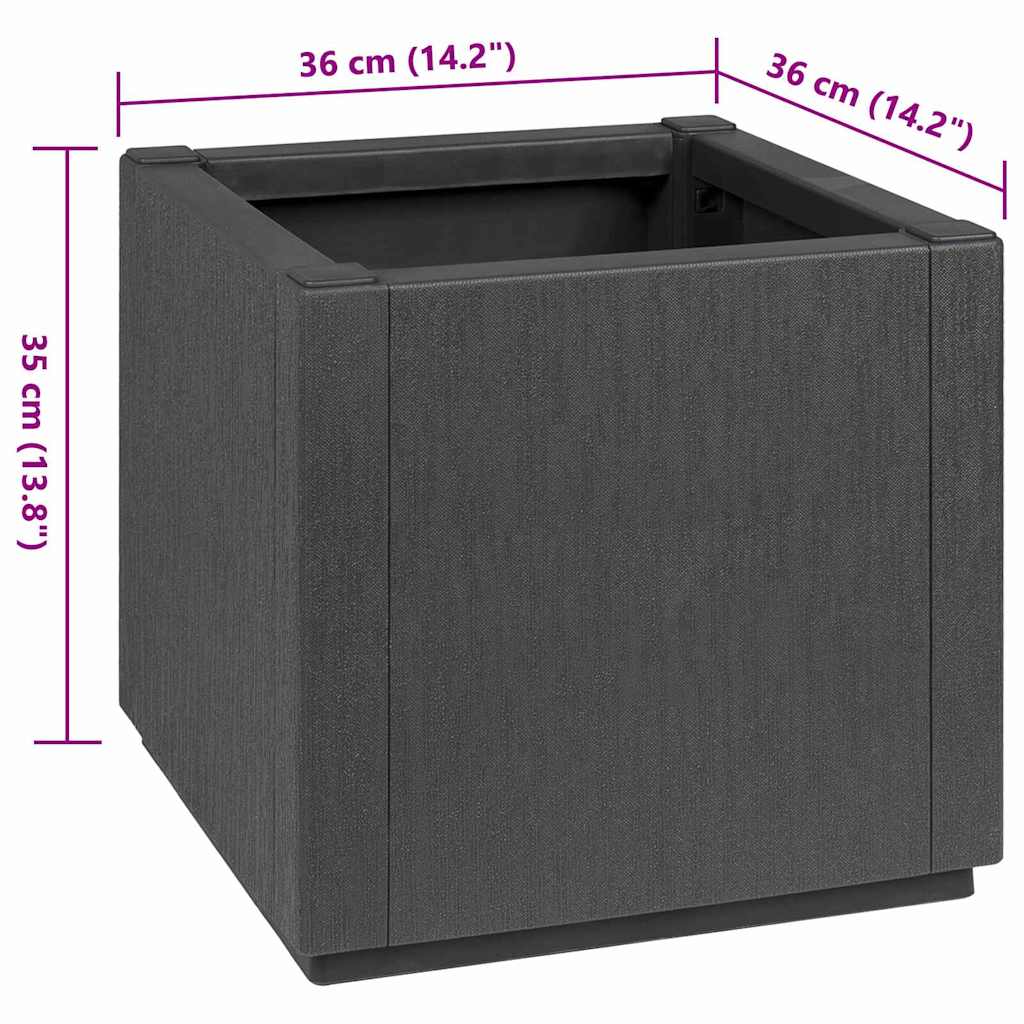 vidaXL Blumenkiste Dunkelgrau 36 x 36 x 35 cm Kunststoff