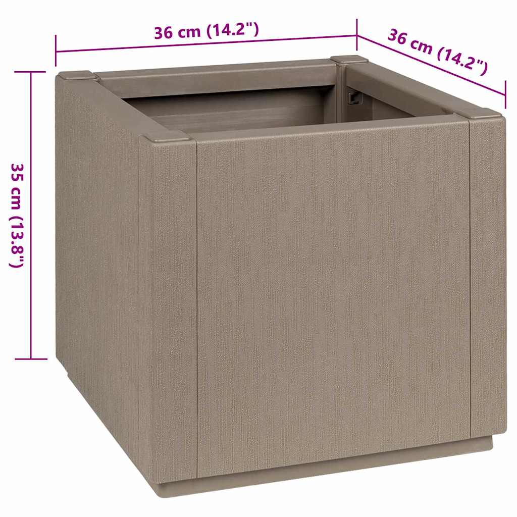 vidaXL Blumenkiste Hellbraun 36 x 36 x 35 cm Kunststoff