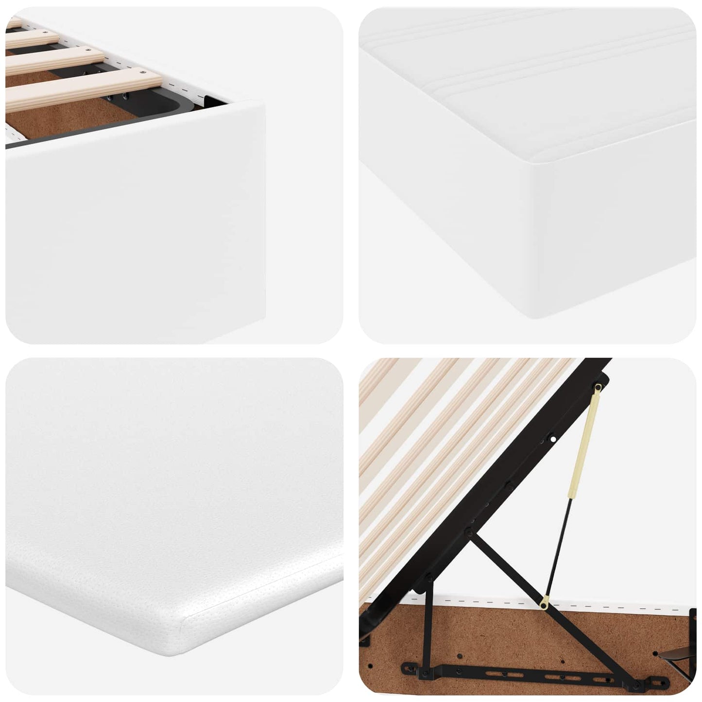 Aufbewahrungsbett mit Matratze Weiß 90 x 200 cm Kunstleder