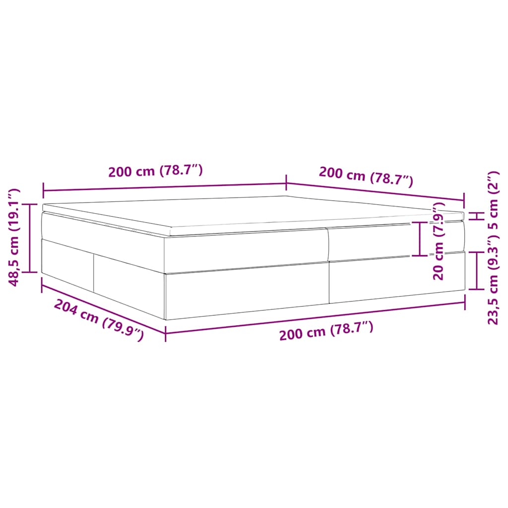 vidaXL Aufbewahrungsbett mit Matratze Schwarz 200 x 200 cm Polyester