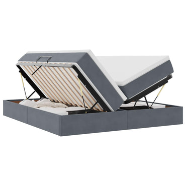 vidaXL Lit de rangement avec matelas Gris foncé 200 x 200 cm Velours
