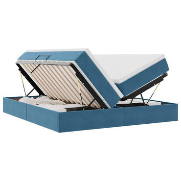 vidaXL Lit de rangement avec matelas bleu foncé 200 x 200 cm velours