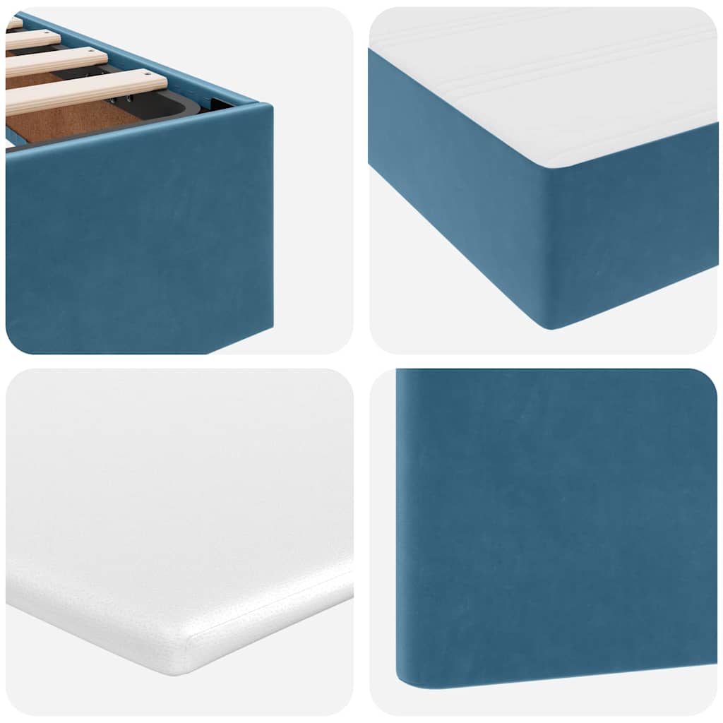 Aufbewahrungsbett mit Matratze Dunkelblau 200 x 200 cm Samt