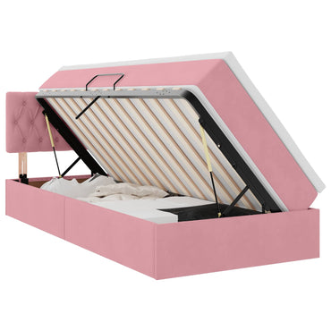 vidaXL Aufbewahrungsbett mit Matratze Rosa 100 x 200 cm Samt
