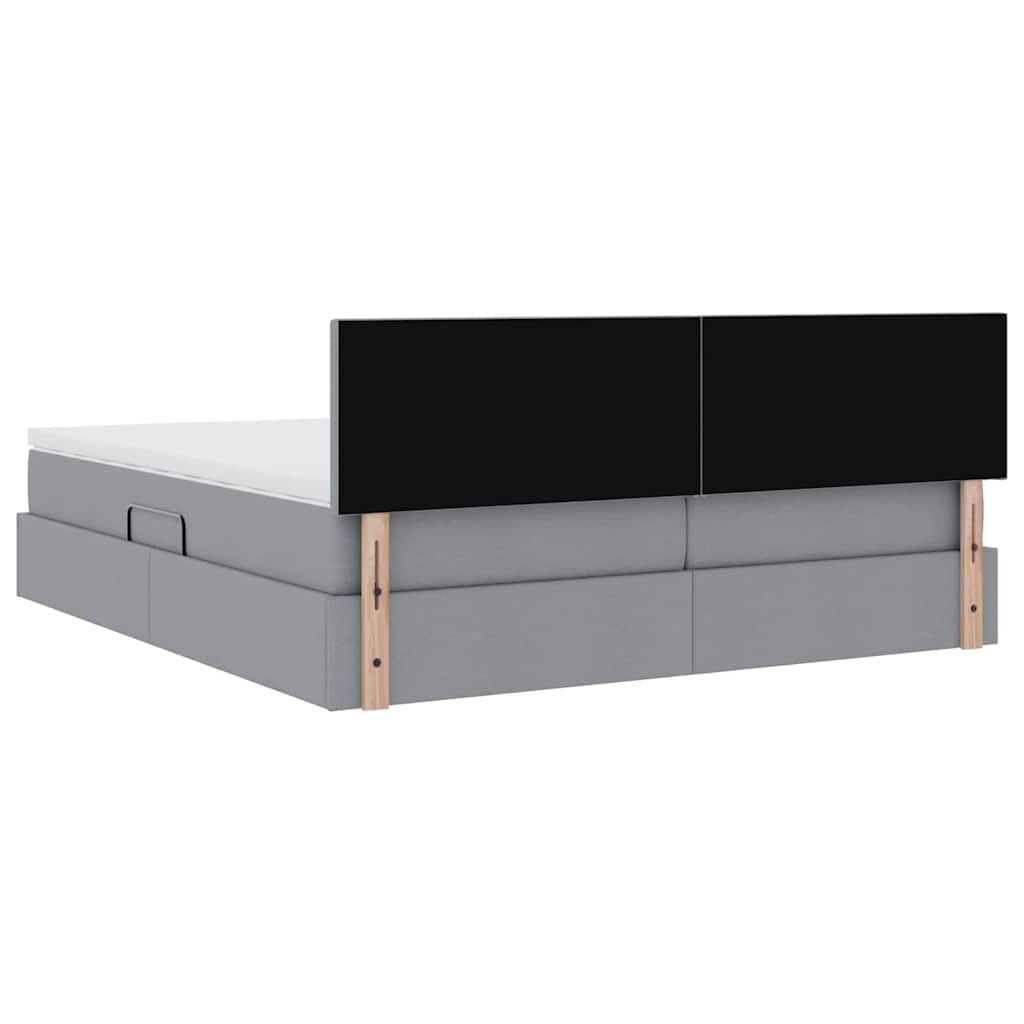 vidaXL Aufbewahrungsbett mit Matratze Hellgrau 200 x 200 cm Kunstleder