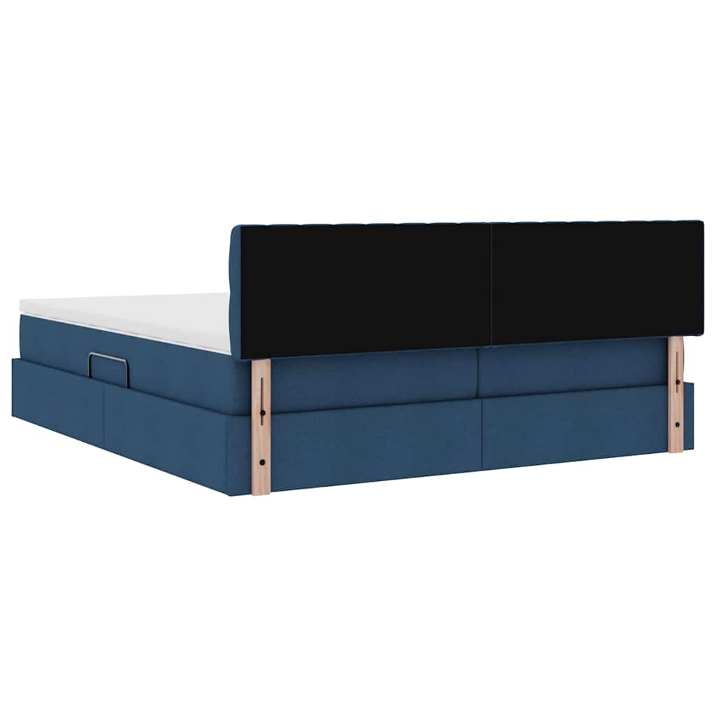 vidaXL Aufbewahrungsbett mit Matratze Blau 180 x 200 cm Kunstleder