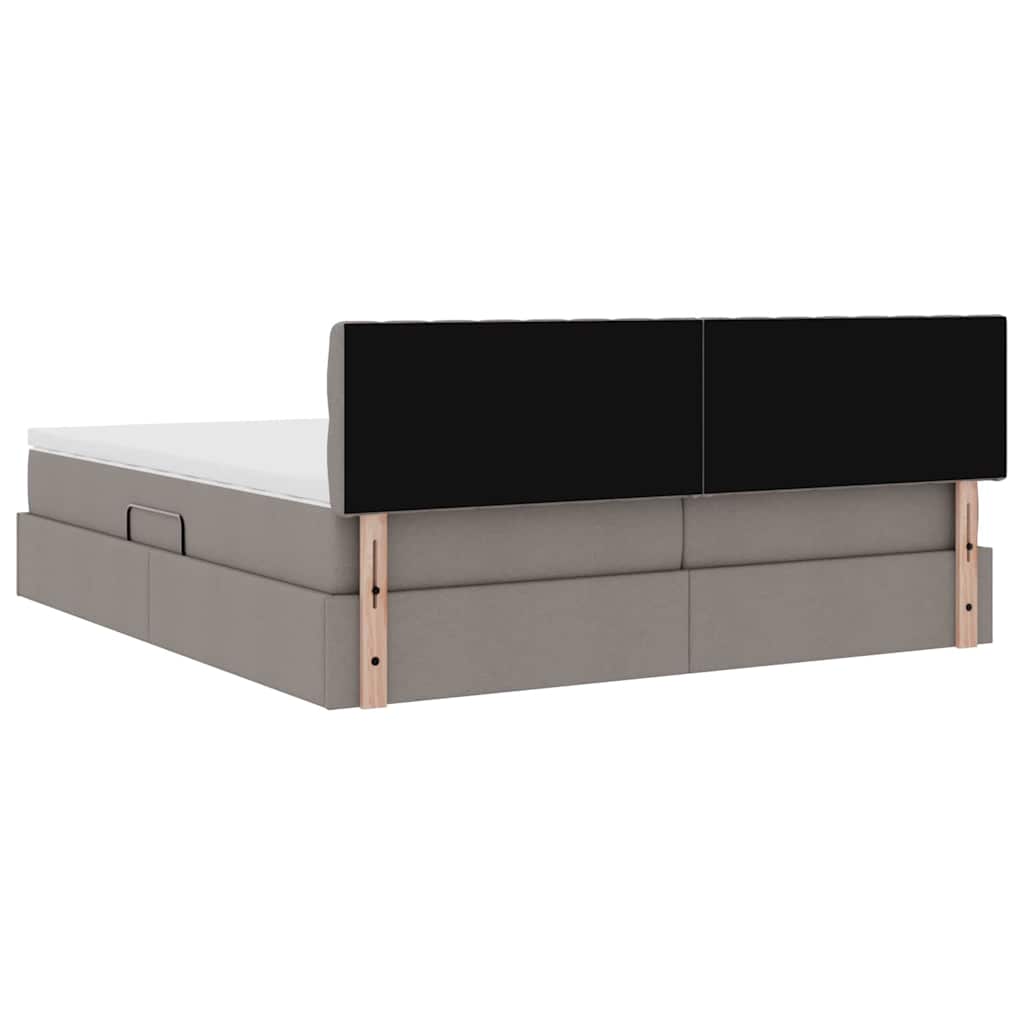vidaXL Aufbewahrungsbett mit Matratze Taupe 200 x 200 cm Kunstleder