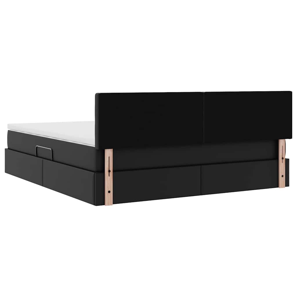 vidaXL Bett mit Stauraum und LED Schwarz 160 x 200 cm Kunstleder