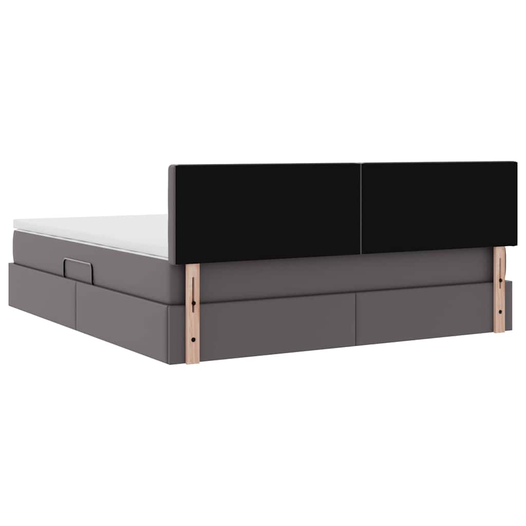 vidaXL Bett mit Stauraum und LED mit LED Grau 160 x 200 cm Kunstleder