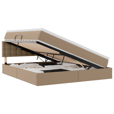 vidaXL Bett mit Stauraum und LED Cappuccino 160 x 200 cm Kunstleder