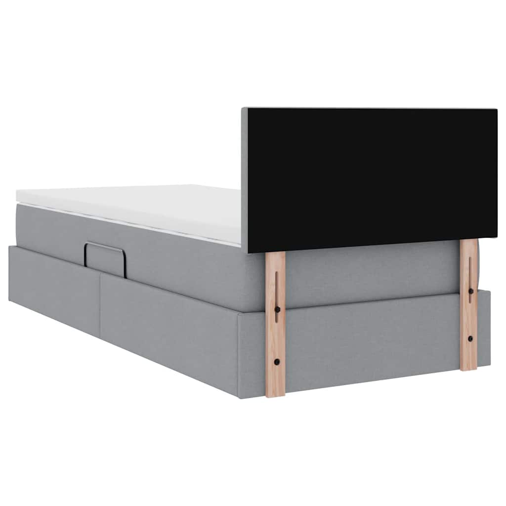 vidaXL Bett mit Stauraum und LED mit LED Hellgrau 100 x 200 cm Stoff