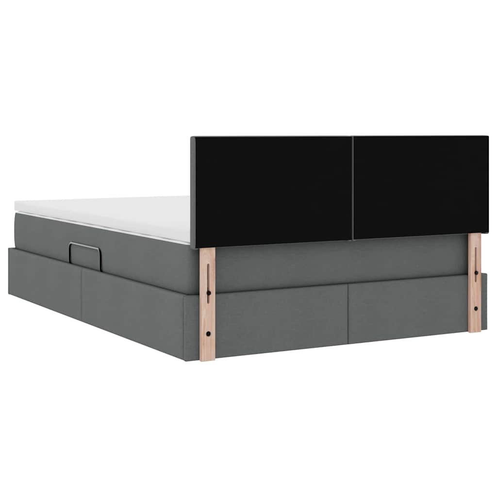 vidaXL Bett mit Stauraum und LED mit LED Dunkelgrau 140 x 190 cm Stoff