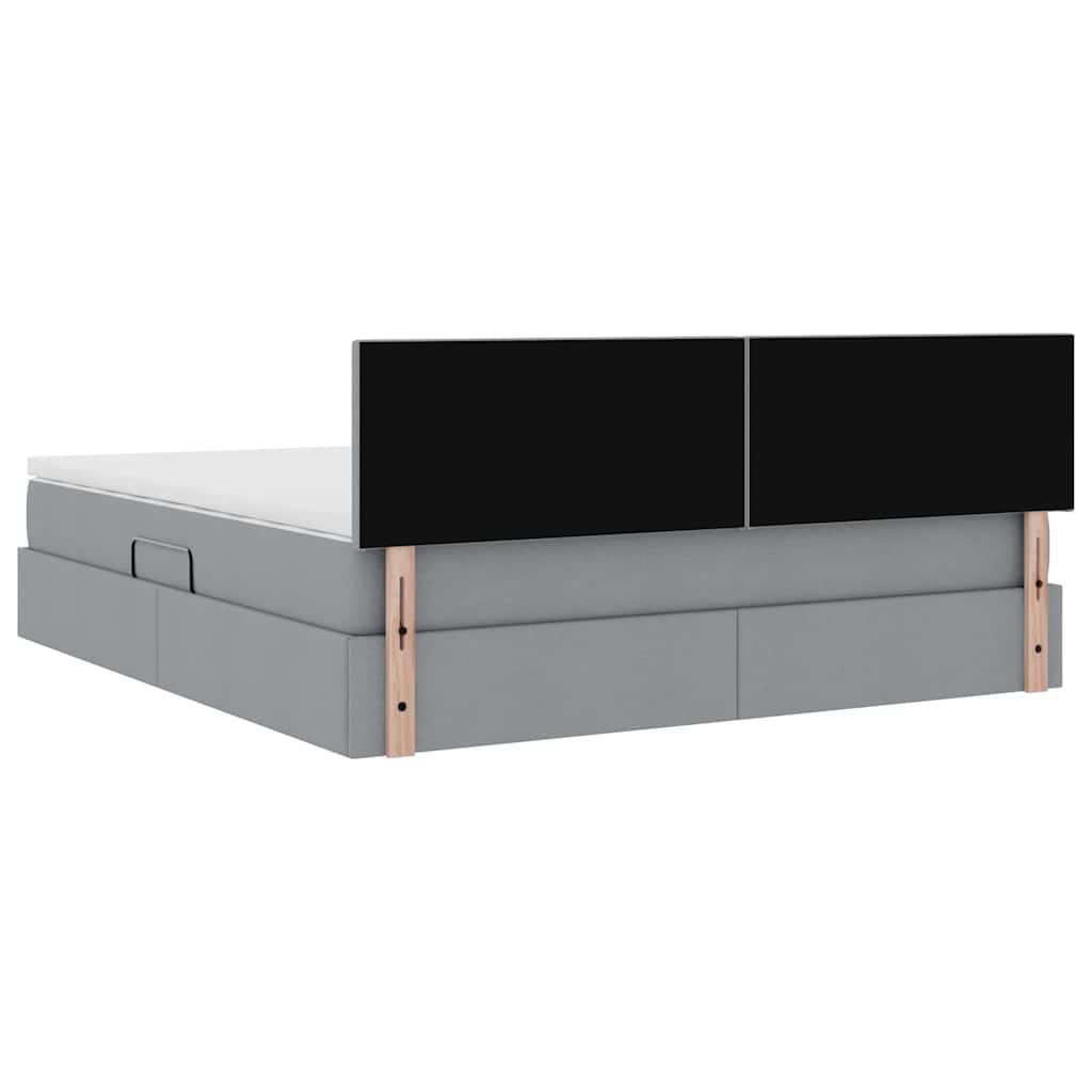 vidaXL Bett mit Stauraum und LED mit LED Hellgrau 160 x 200 cm Stoff