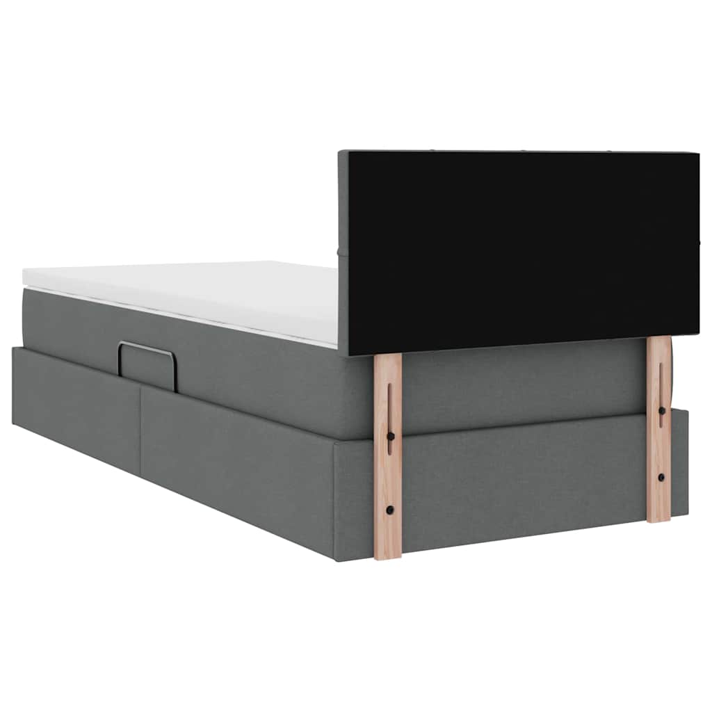 vidaXL Bett mit Stauraum und LED mit LED Dunkelgrau 90 x 190 cm Stoff