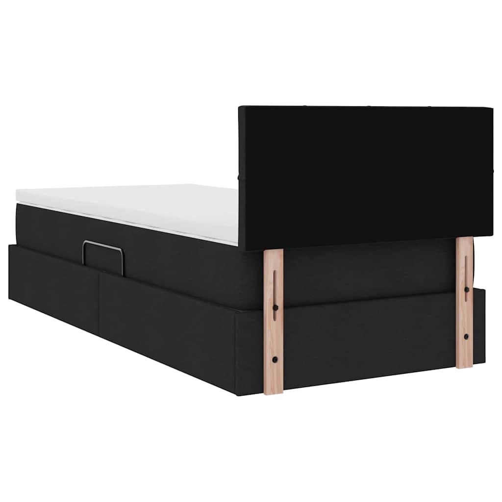 vidaXL Lit de rangement avec LED Noir 90 x 200 cm en tissu