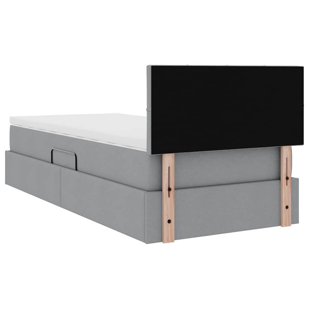 vidaXL Bett mit Stauraum und LED mit LED Hellgrau 100 x 200 cm Stoff