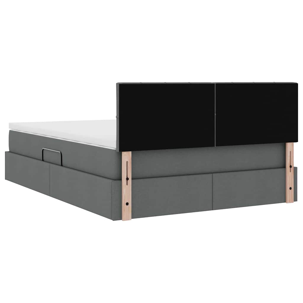 vidaXL Bett mit Stauraum und LED mit LED Dunkelgrau 140 x 190 cm Stoff