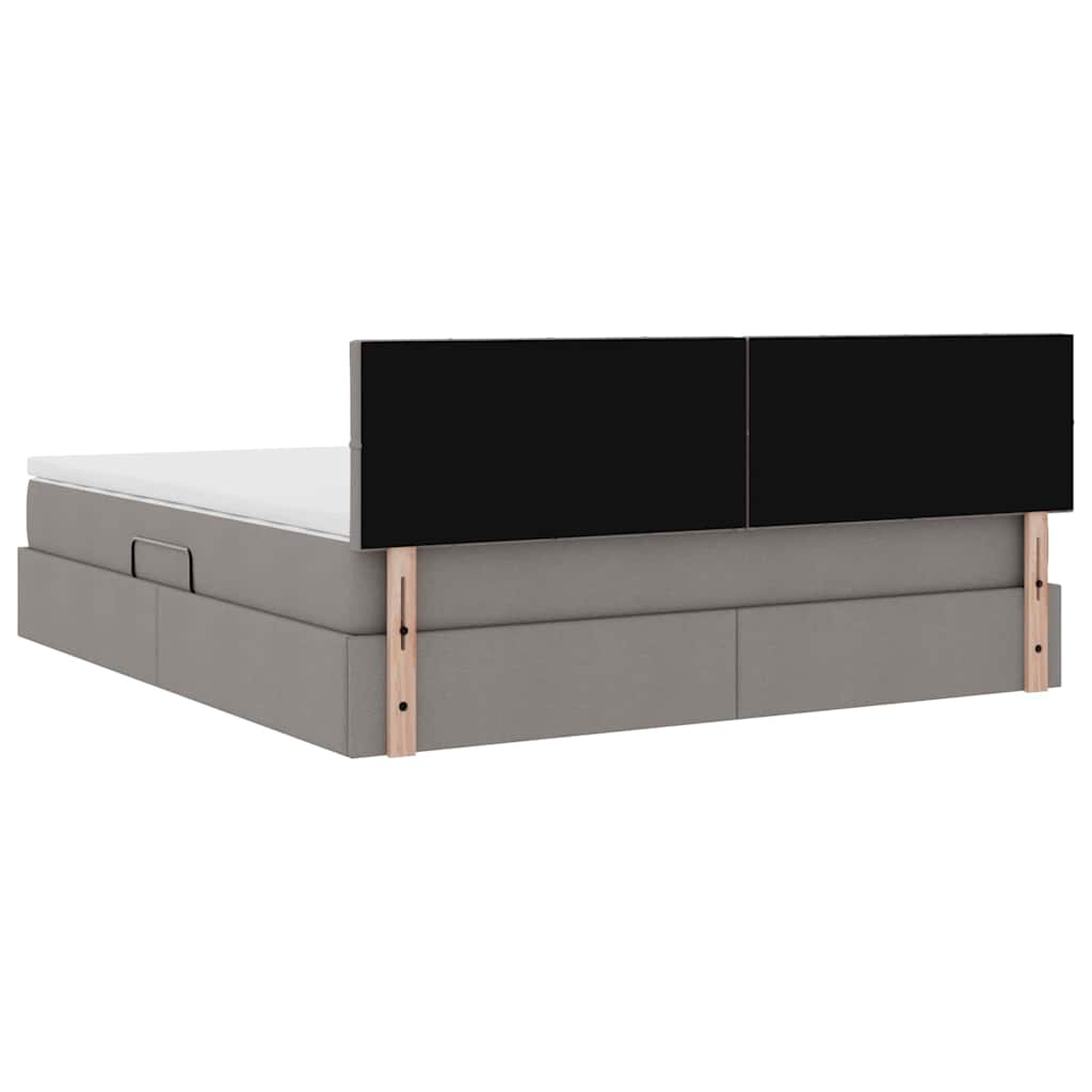 vidaXL Bett mit Stauraum und LED mit Matratze Taupe 160 x 200 cm Stoff