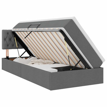 vidaXL Bett mit Stauraum und LED mit LED Dunkelgrau 90 x 190 cm Stoff