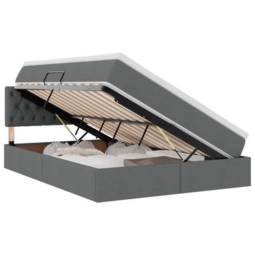 vidaXL Bett mit Stauraum und LED mit LED Dunkelgrau 140 x 190 cm Stoff