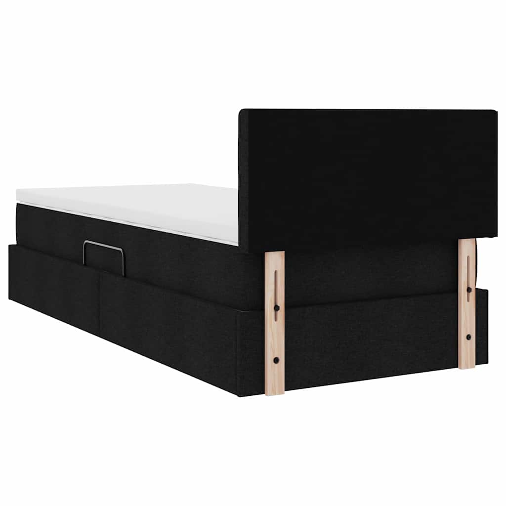 vidaXL Bett mit Stauraum und LED mit LED Schwarz 90 x 200 cm Stoff