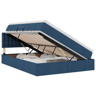 vidaXL Bett mit Stauraum und LED mit Matratze Blau 140 x 190 cm Stoff