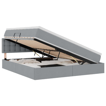 vidaXL Bett mit Stauraum und LED mit LED Hellgrau 160 x 200 cm Stoff