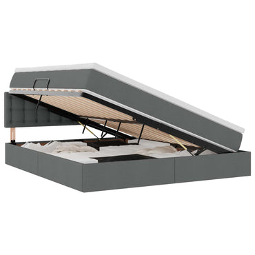 vidaXL Bett mit Stauraum und LED mit LED Dunkelgrau 160 x 200 cm Stoff