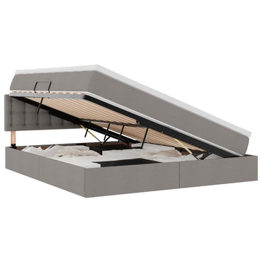 vidaXL Bett mit Stauraum und LED mit Matratze Taupe 160 x 200 cm Stoff