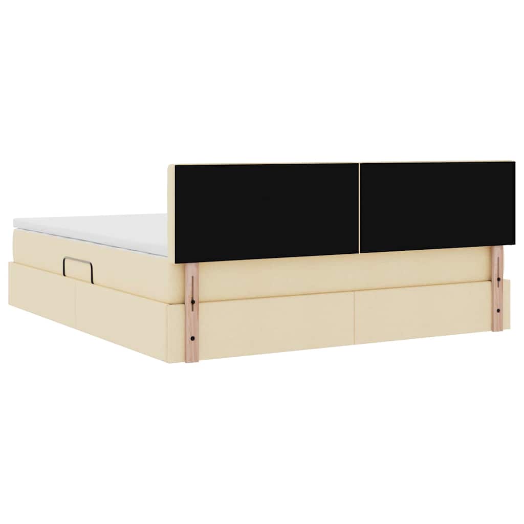 vidaXL Bett mit Stauraum und LED mit Matratze Creme 160 x 200 cm Stoff