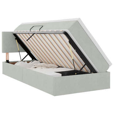 vidaXL Bett mit Stauraum und LED mit LED Hellgrau 90 x 190 cm Samt