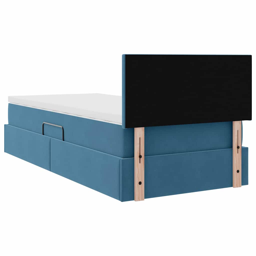 vidaXL Lit coffre et LED avec LED bleu foncé 90 x 200 cm velours