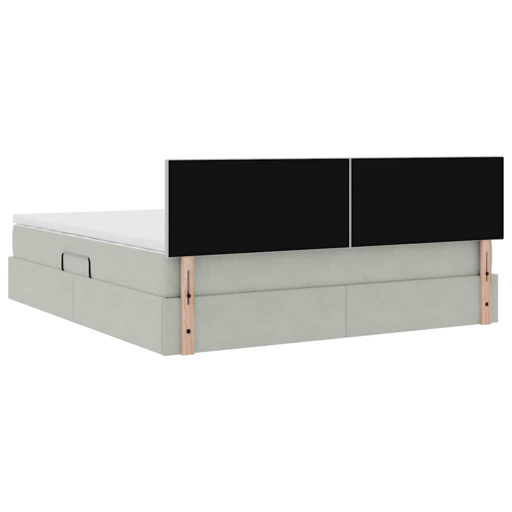 vidaXL Bett mit Stauraum und LED mit LED Hellgrau 160 x 200 cm Samt