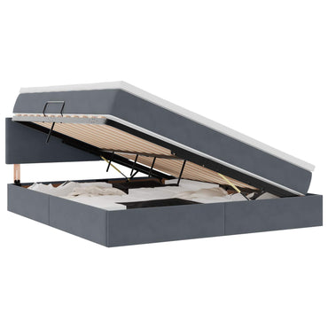 vidaXL Bett mit Stauraum und LED mit LED Dunkelgrau 160 x 200 cm Samt