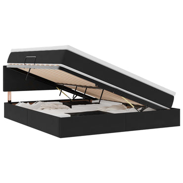 vidaXL Bett mit Stauraum und LED mit LED Schwarz 160 x 200 cm Samt