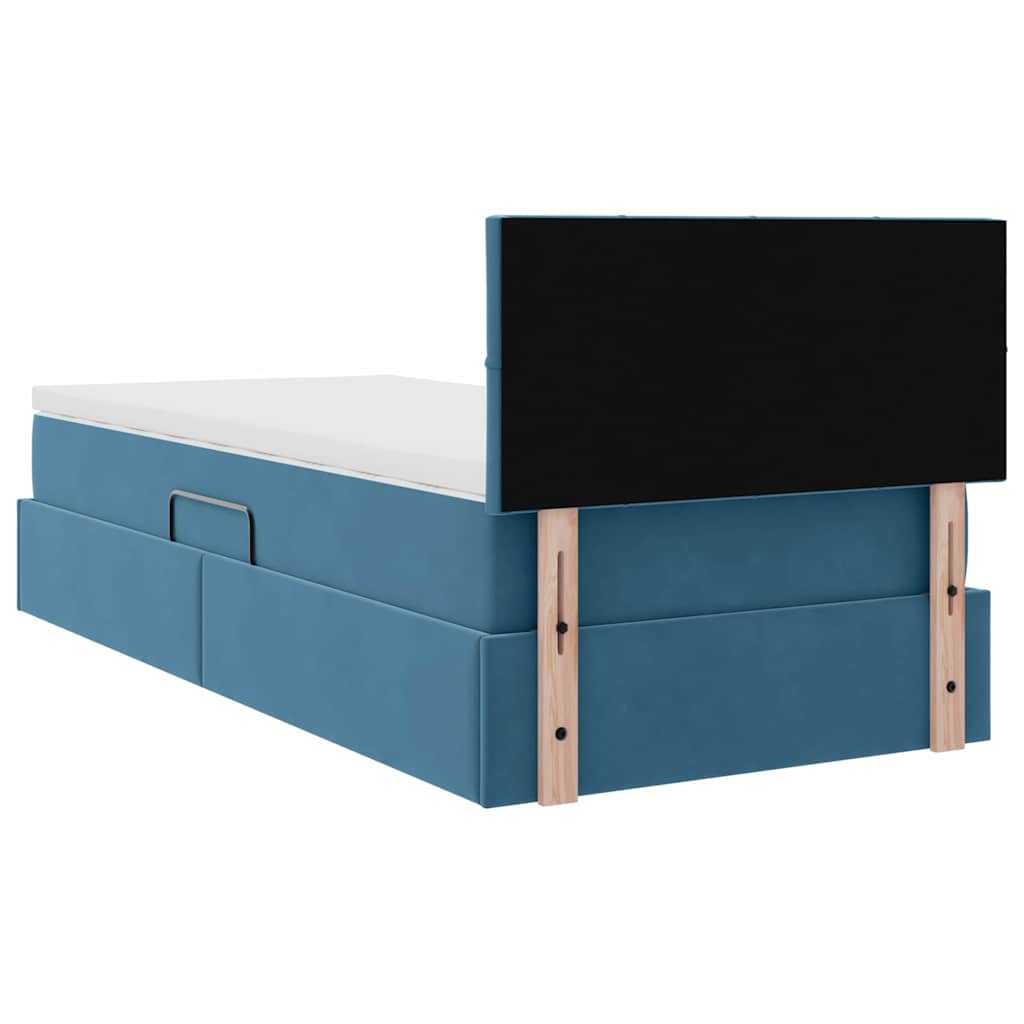 vidaXL Bett mit Stauraum und LED mit LED Dunkelblau 90 x 200 cm Samt