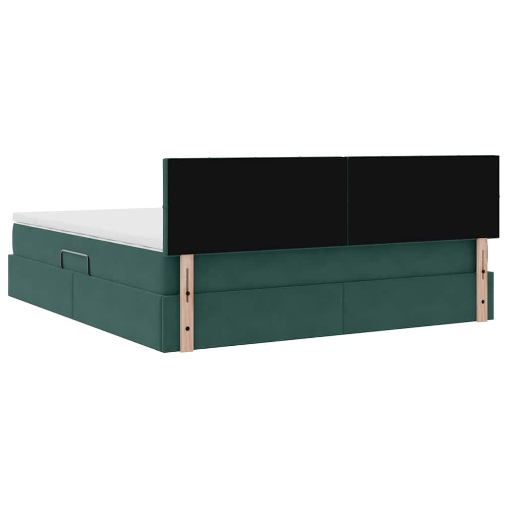 vidaXL Bett mit Stauraum und LED mit LED Dunkelgrün 160 x 200 cm Samt