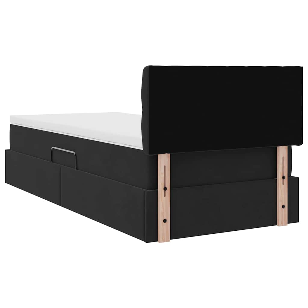 vidaXL Lit avec rangement et LED avec matelas Velours noir 90 x 190 cm
