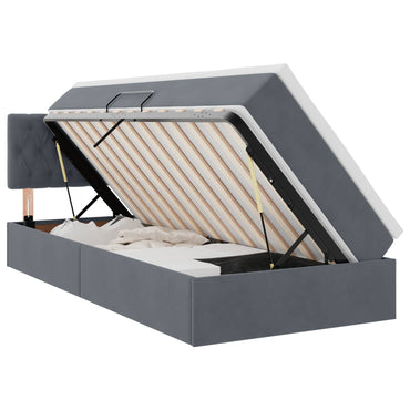 vidaXL Bett mit Stauraum und LED mit LED Dunkelgrau 100 x 200 cm Samt
