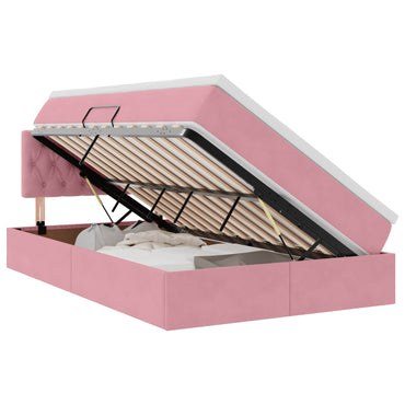 vidaXL Bett mit Stauraum und LED mit Matratze Rosa 120 x 200 cm Samt