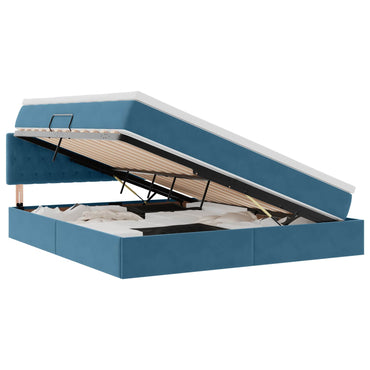 vidaXL Bett mit Stauraum und LED mit LED Dunkelblau 160 x 200 cm Samt