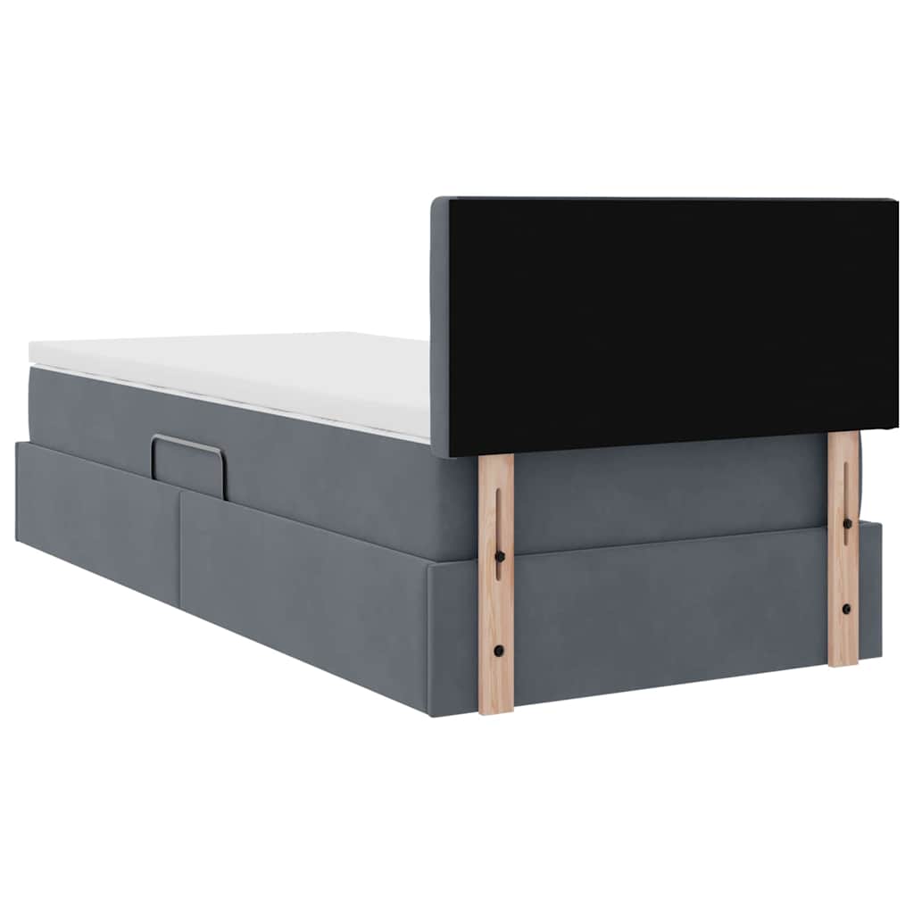 vidaXL Bett mit Stauraum und LED mit LED Dunkelgrau 90 x 190 cm Samt