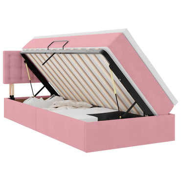 vidaXL Bett mit Stauraum und LED mit Matratze Rosa 90 x 190 cm Samt