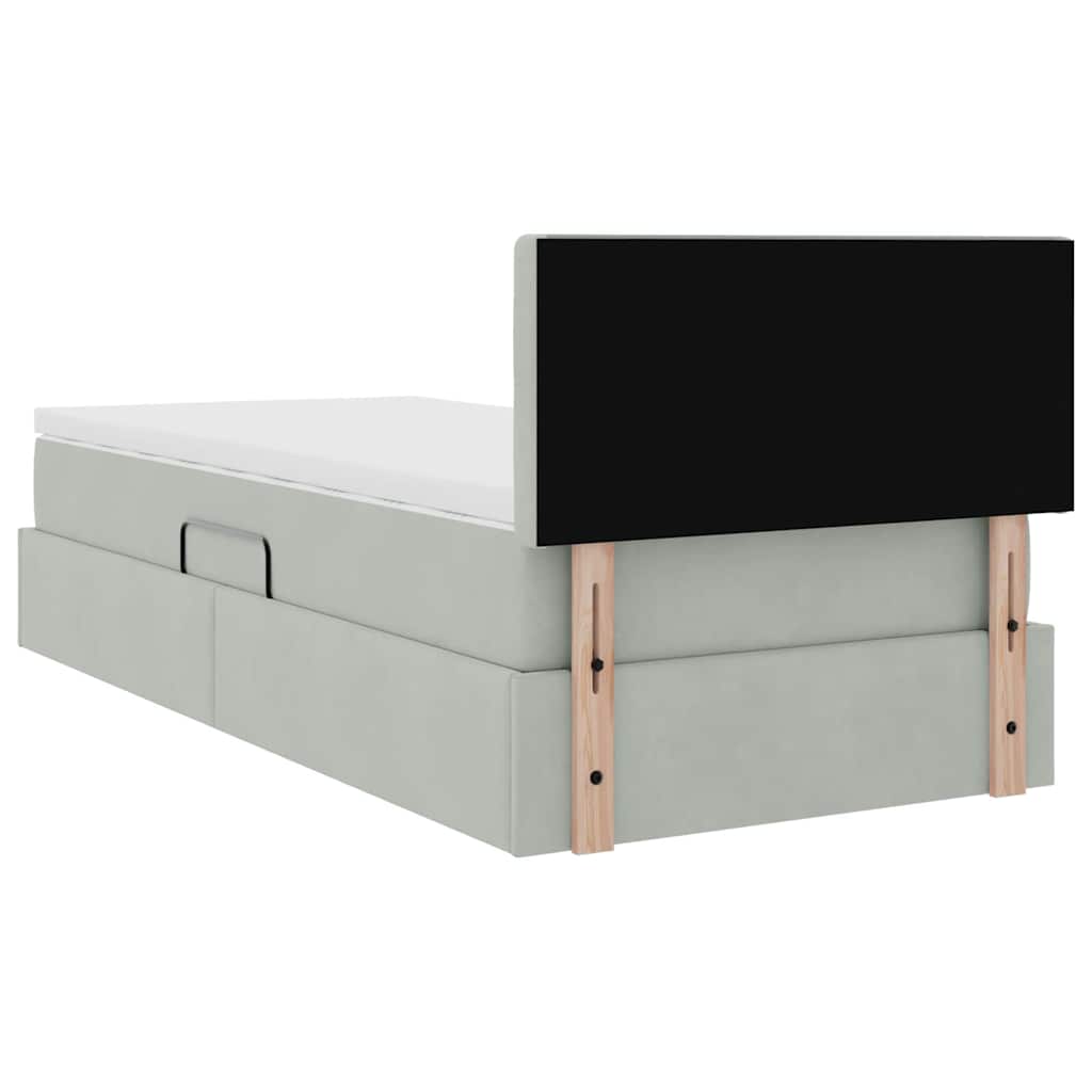 vidaXL Bett mit Stauraum und LED mit LED Hellgrau 100 x 200 cm Samt