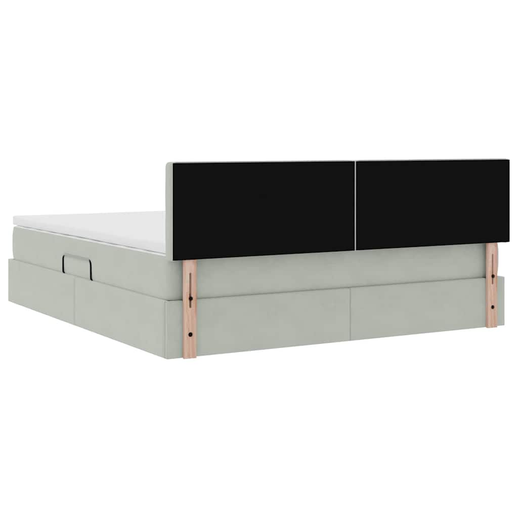 vidaXL Bett mit Stauraum und LED mit LED Hellgrau 160 x 200 cm Samt