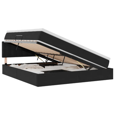 vidaXL Bett mit Stauraum und LED mit LED Schwarz 160 x 200 cm Samt