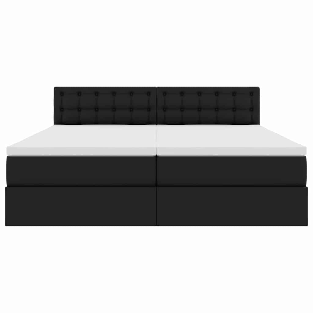 Bett mit Stauraum und LED Schwarz 200 x 200 cm Kunstleder