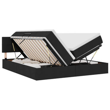 vidaXL Bett mit LED-Lichtleisten Schwarz 180 x 200 cm Stoff
