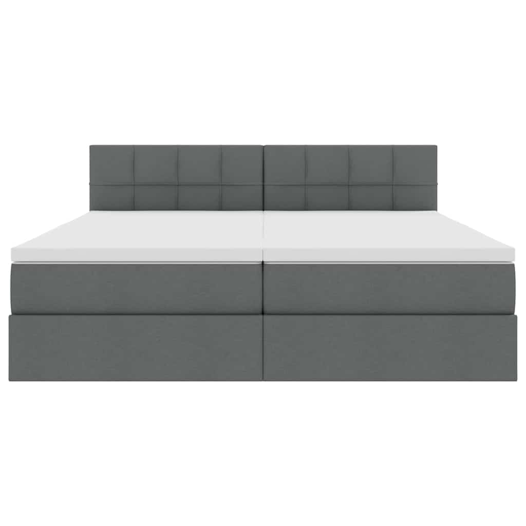 vidaXL Bett mit LED-Lichtleisten Dunkelgrau 200 x 200 cm Stoff