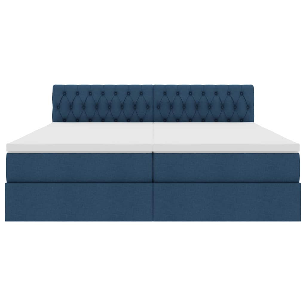 vidaXL Bett mit LED-Lichtleisten mit Kopfteil Blau 180 x 200 cm Stoff